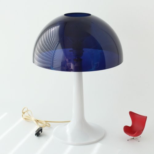 vintage blue &amp; white mushroom lamp