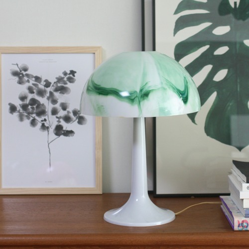             vintage green marbled mushroom lamp 