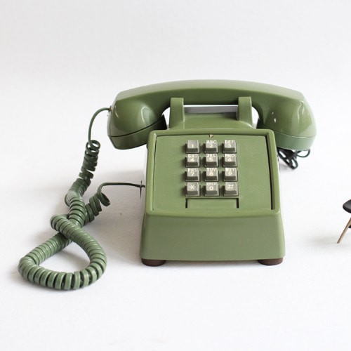 vintage green button desk phone 