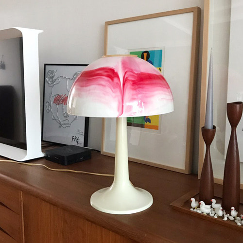 vintage red marbled mushroom lamp 