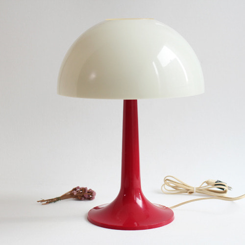 vintage white &amp; red mushroom lamp 