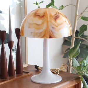 vintage orange marbled mushroom lamp
