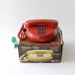 vintage red circle telephone