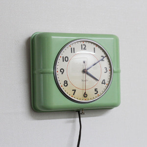 vintage green westclox wall clock 